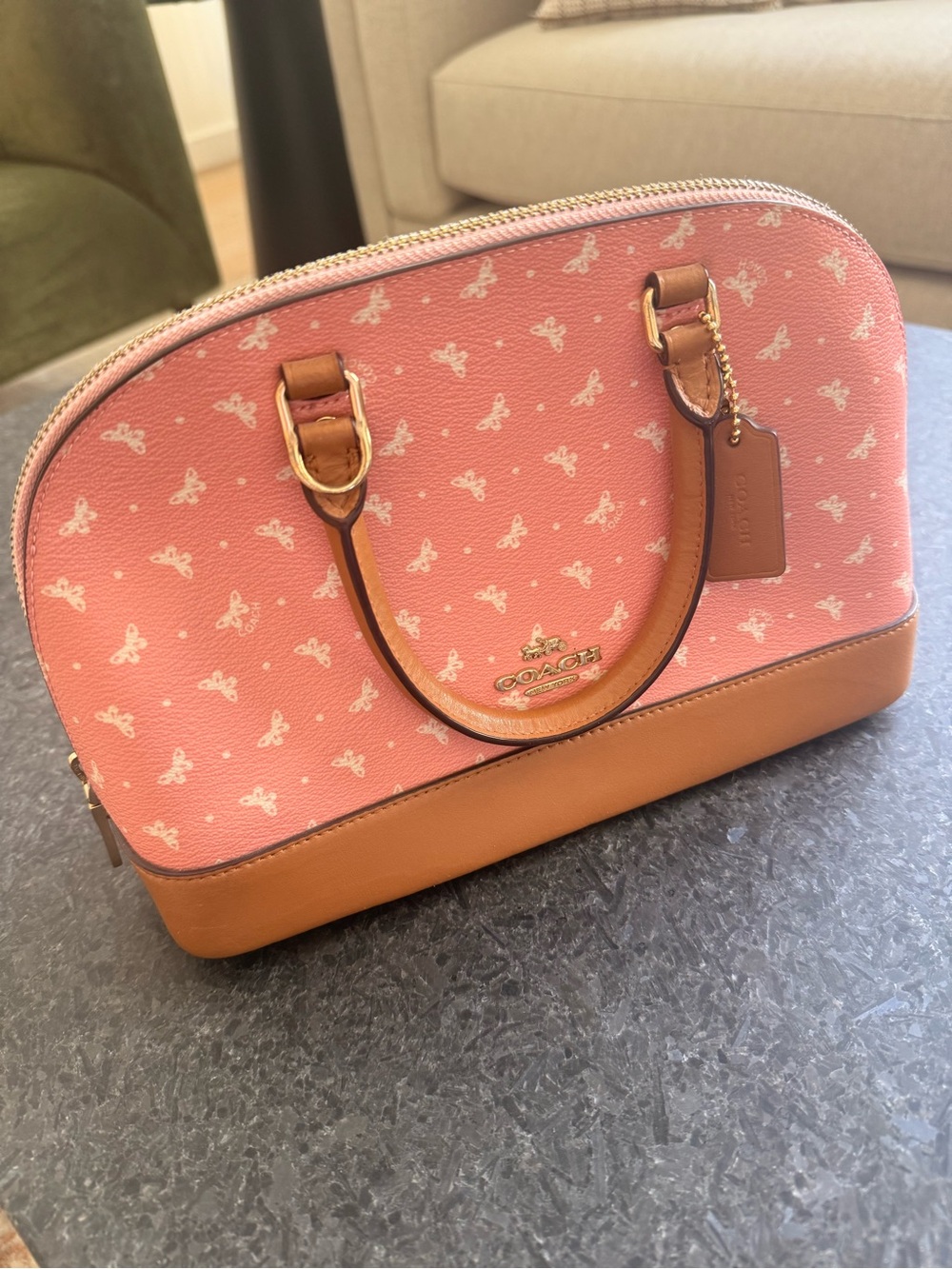 Coach Sierra Satchel Pink Butterfly Print Crossbody Bag